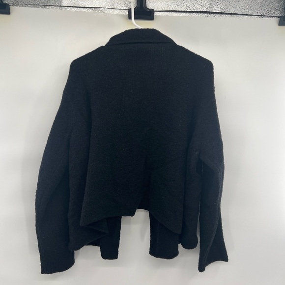 Eileen Fisher black wool black drape cardigan sweater size PL - Picture 3 of 9